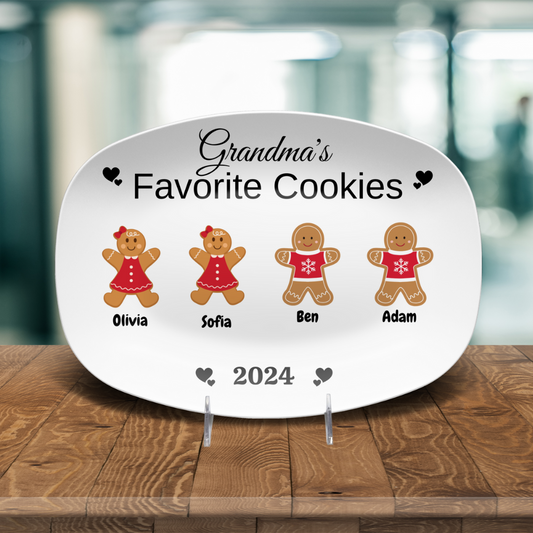 Christmas| Personalized Gingerbread Family Platter - Customizable Gift for Grandma or Loved Ones