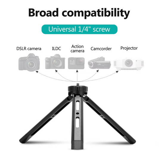 Universal Projector Tripod with 1/4-Inch Screw - Compact and Adjustable for Photography and Projection Needs