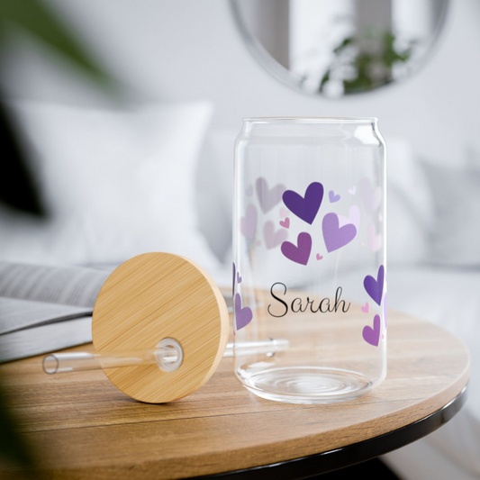 Personalized Valentine's Day Glass Tumbler – Stylish 16oz Sipper for Everyday Use 2.0