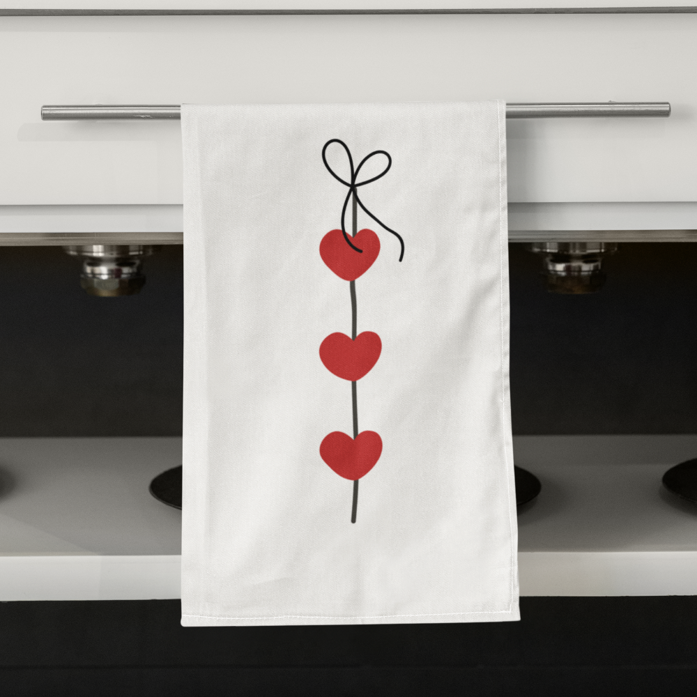 String of Hearts Valentine's Day Hand Towel