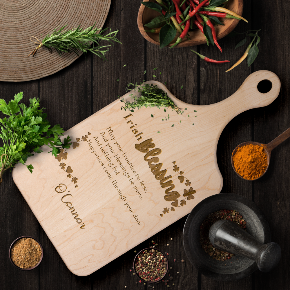 Premium Irish Blessing Personalized Cutting Board - Maple/Walnut