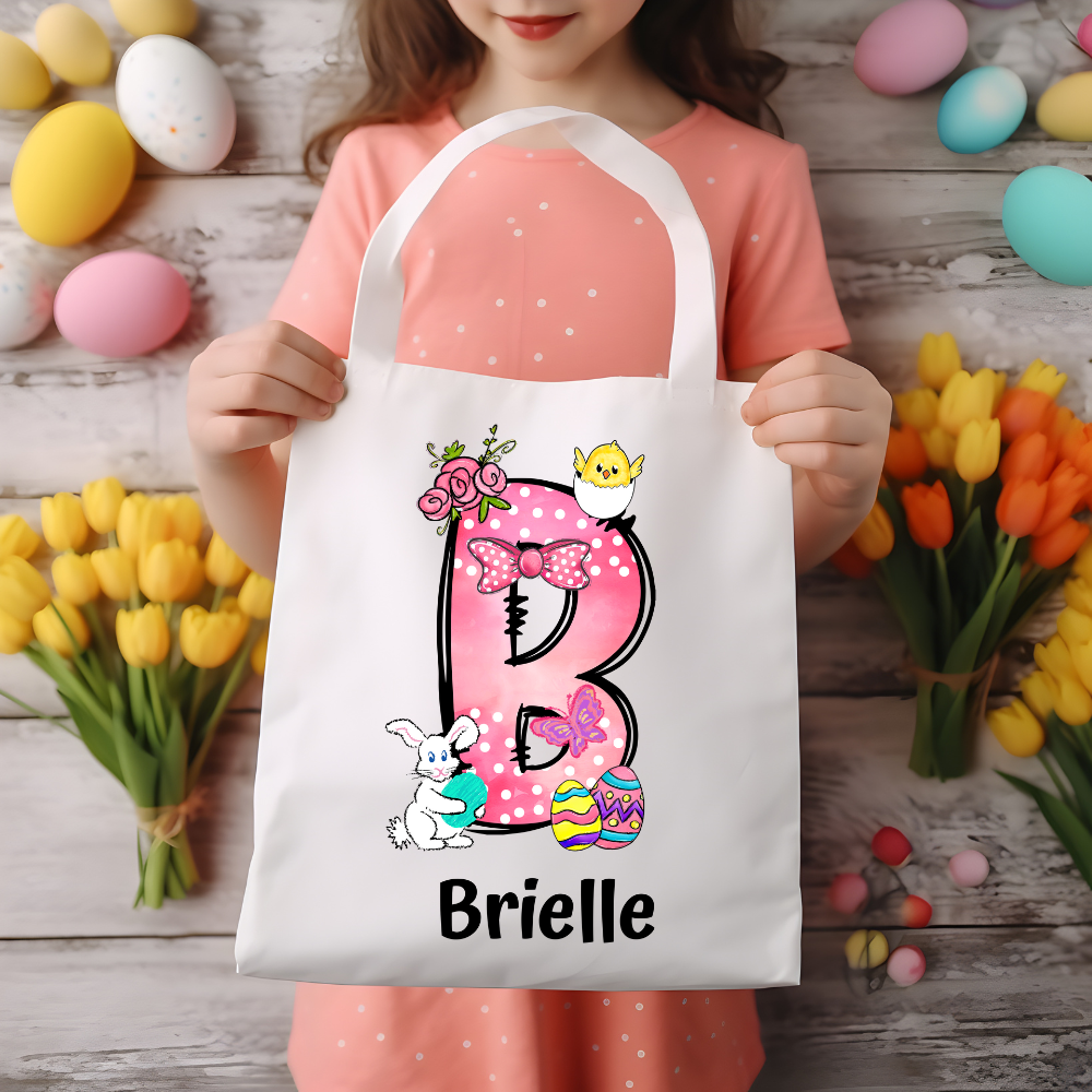 Personalized Easter Gift Bag – Custom Name & Initial