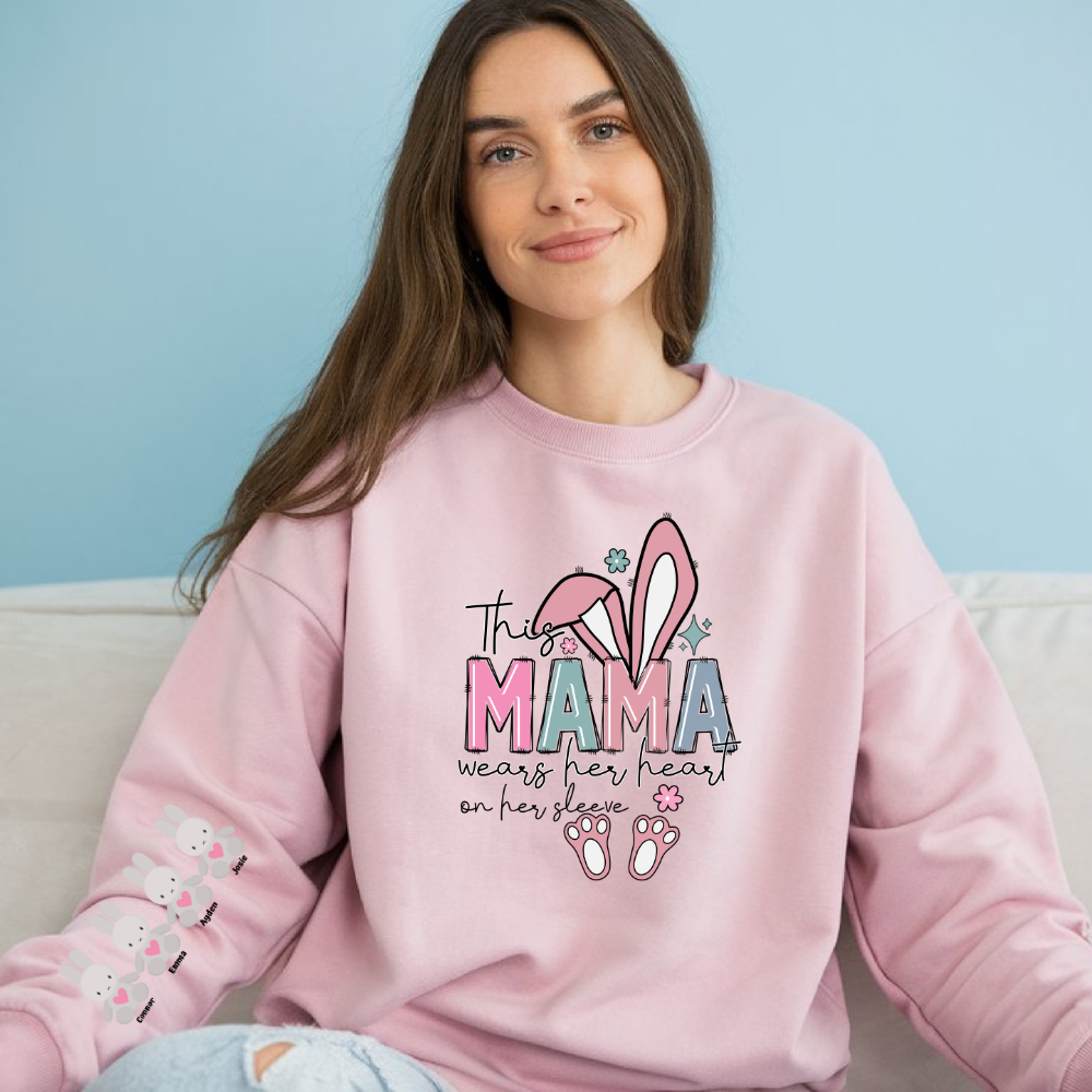 Personalized Easter Mama Sweatshirt – Custom Bunny Family