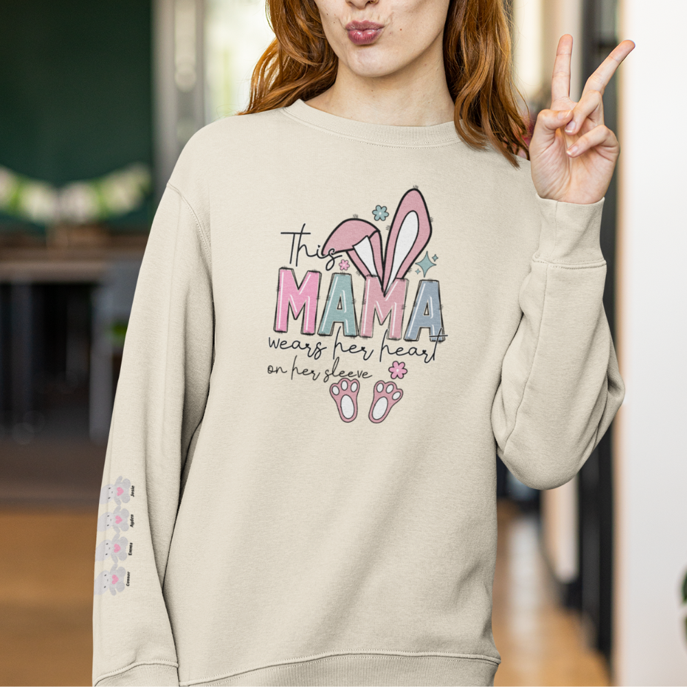 Personalized Easter Mama Sweatshirt – Custom Bunny Family