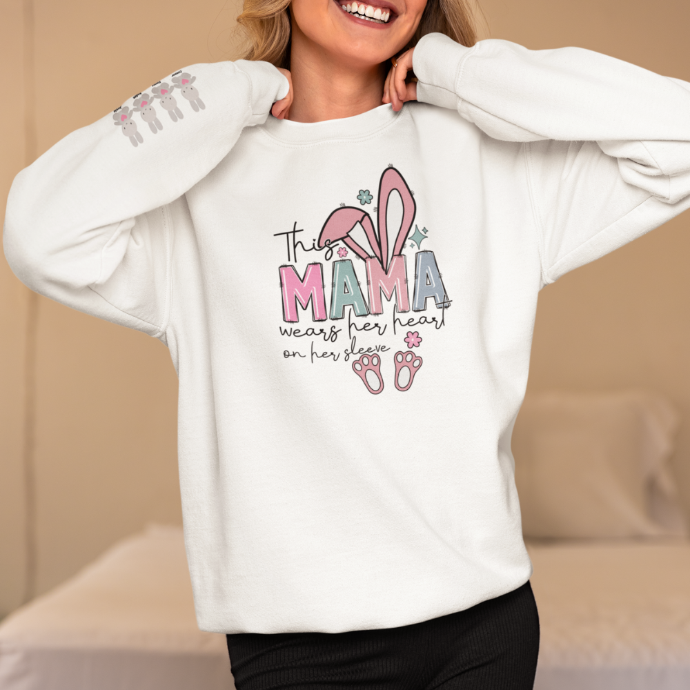 Personalized Easter Mama Sweatshirt – Custom Bunny Family