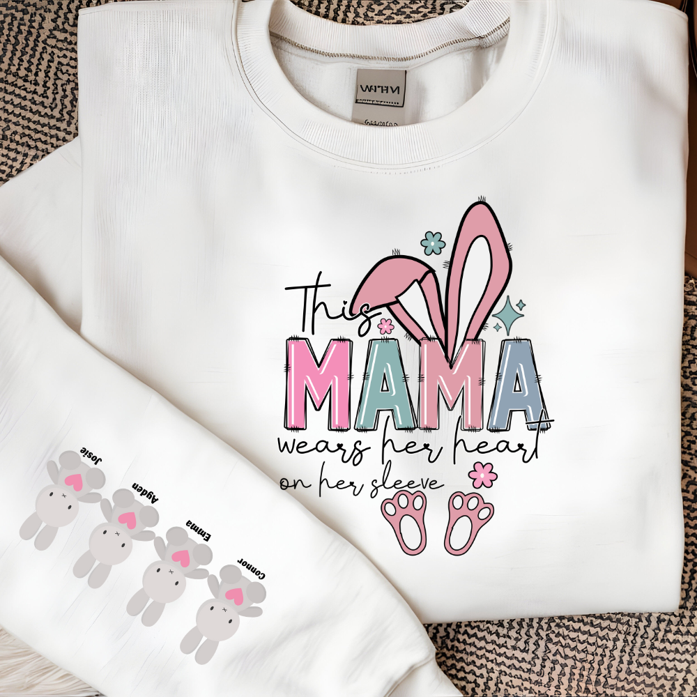 Personalized Easter Mama Sweatshirt – Custom Bunny Family