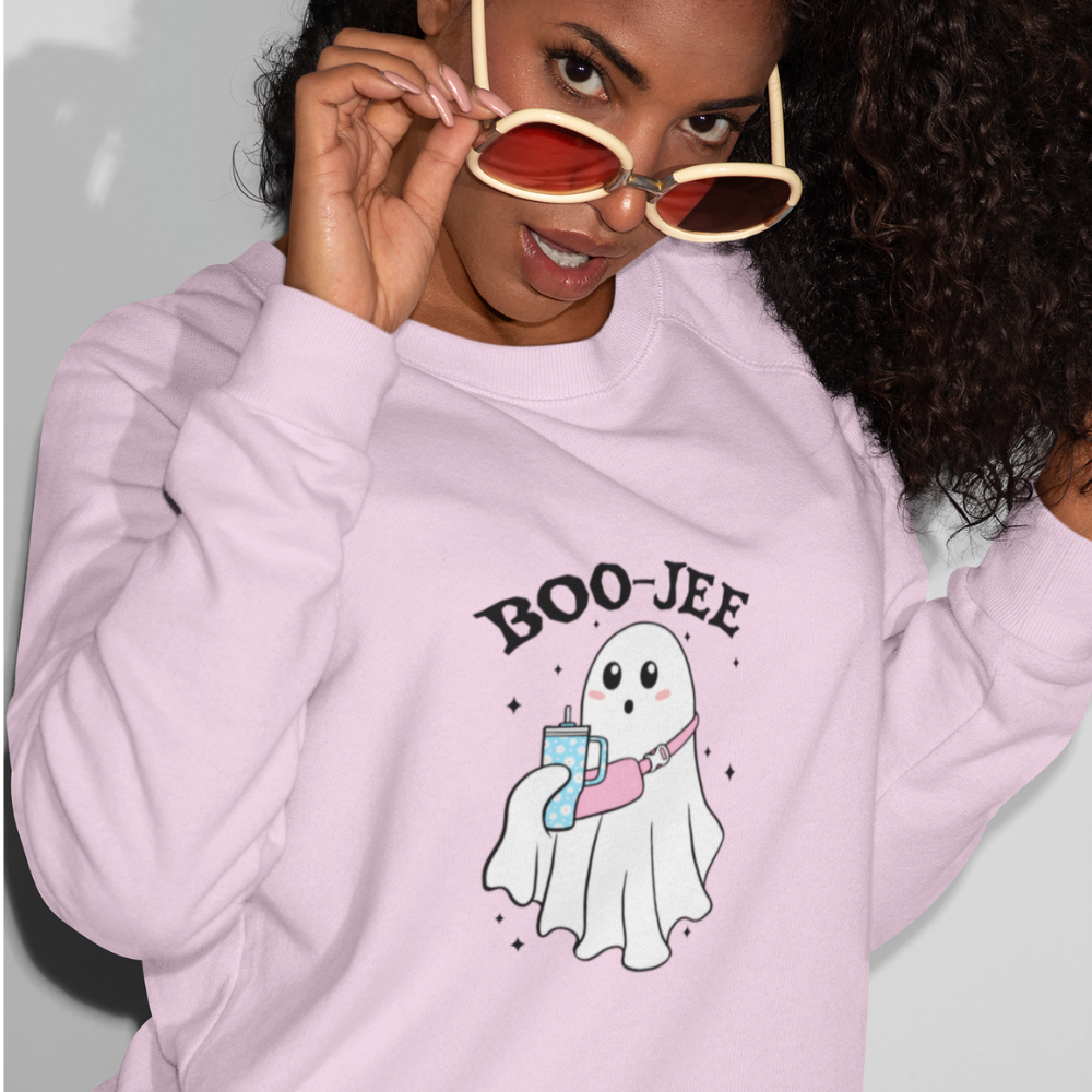 Trendy Fall Sweatshirt with Boo Jee Ghost – Perfect for the Stylishly Spooky!