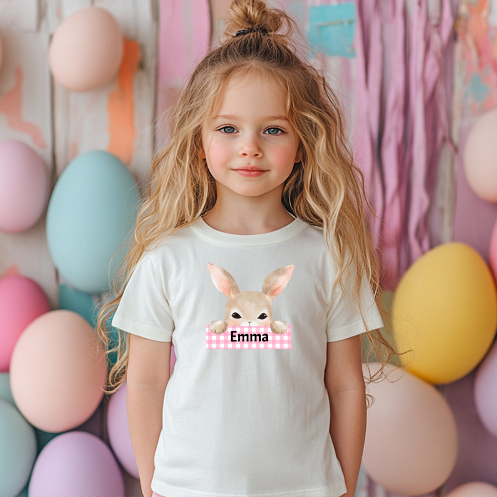 Personalized Easter Bunny T-Shirt for Little Girls – Custom Name Baby & Toddler Shirt 2