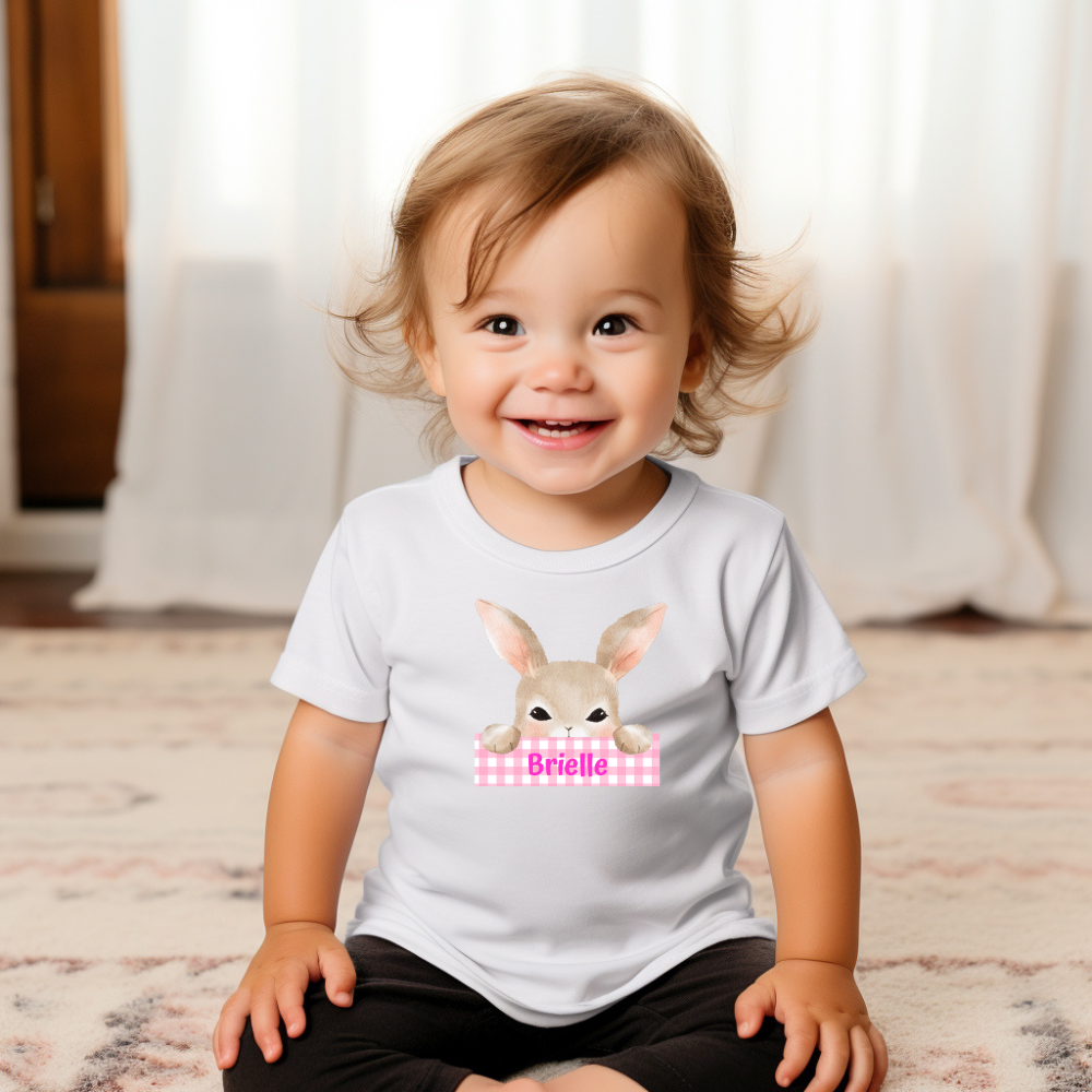 Personalized Easter Bunny T-Shirt for Little Girls – Custom Name Baby & Toddler Shirt 2