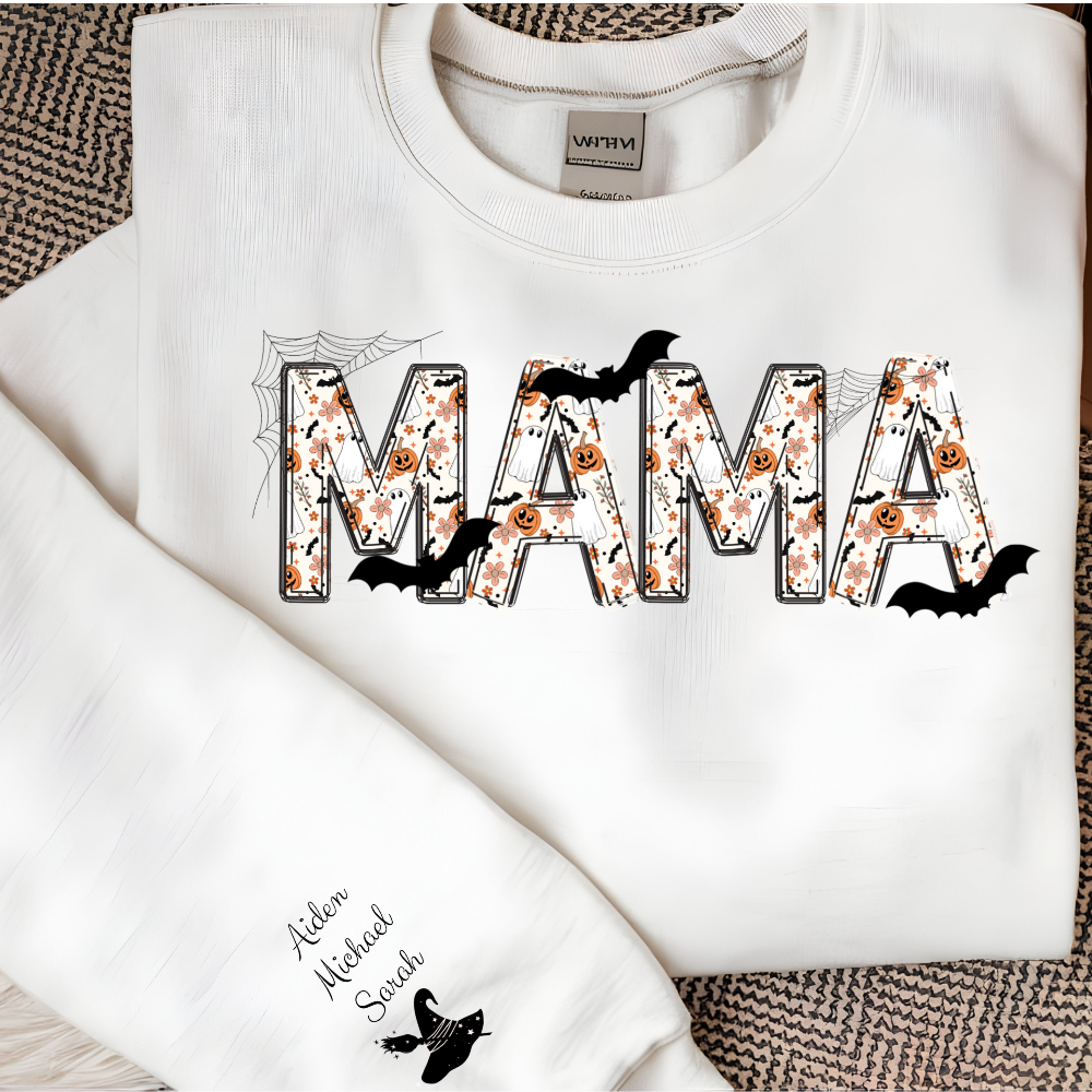 Spooky and Personalized Mama Halloween Crewneck Sweatshirt