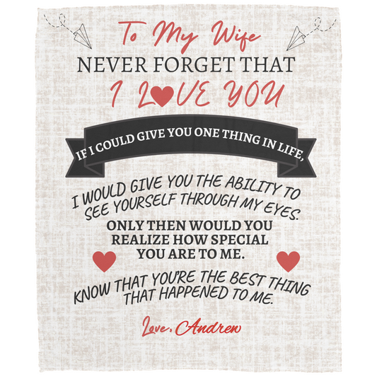 "To My Wife" Custom Blanket – Luxurious Gift from Husband