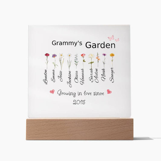 Get trendy with Grammy's Garden Acrylic Square Plaque -  available at Good Gift Company. Grab yours for $39.95 today!