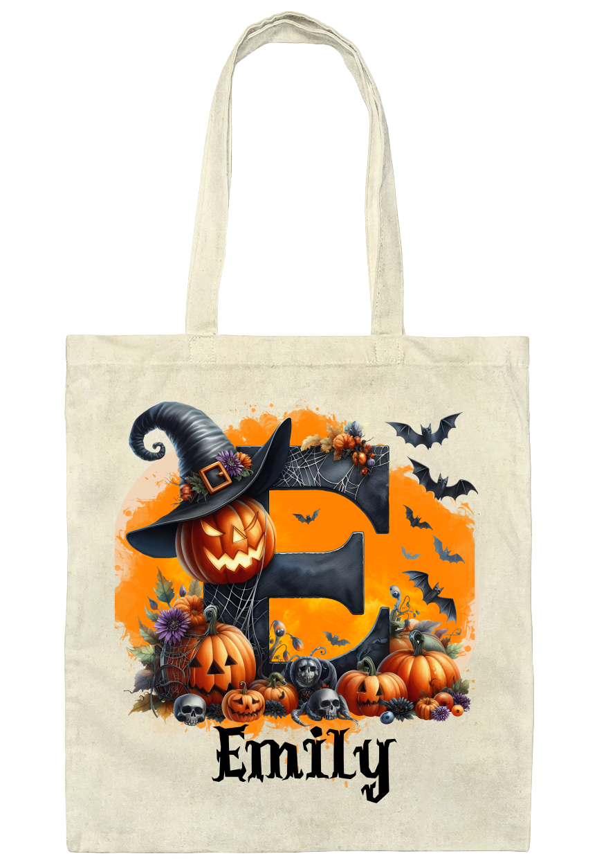 Personalized Trick or Treat Bag with Monogram | Choose from 4 Spooky Scenes