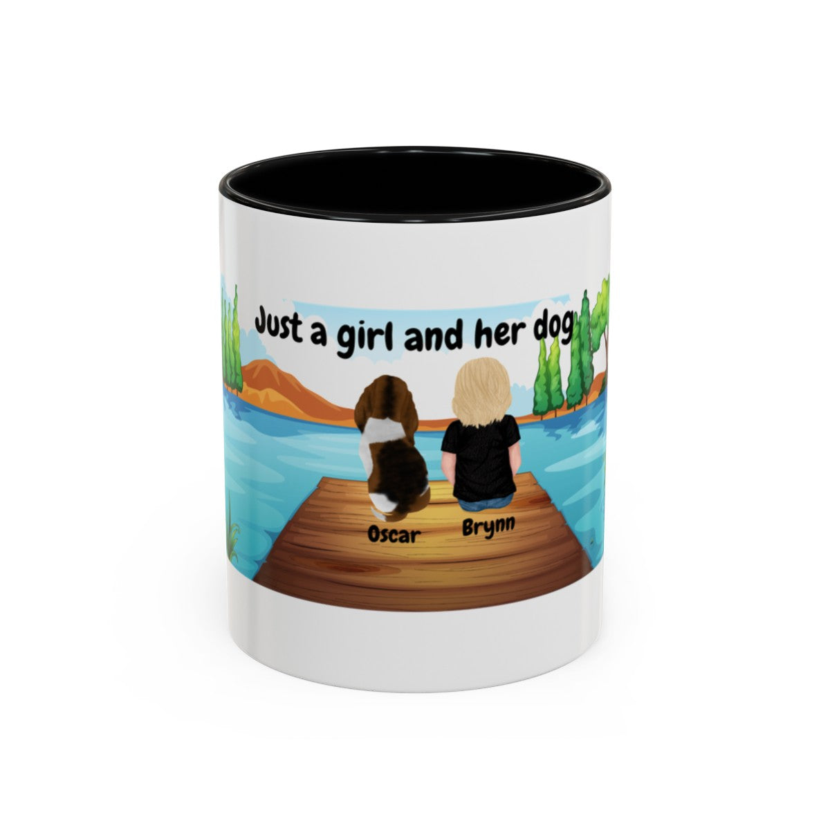 Get trendy with "Just a Girl and her Dog" Customizable Accent Coffee Mug (11, 15oz) -  available at Good Gift Company. Grab yours for $11.04 today!