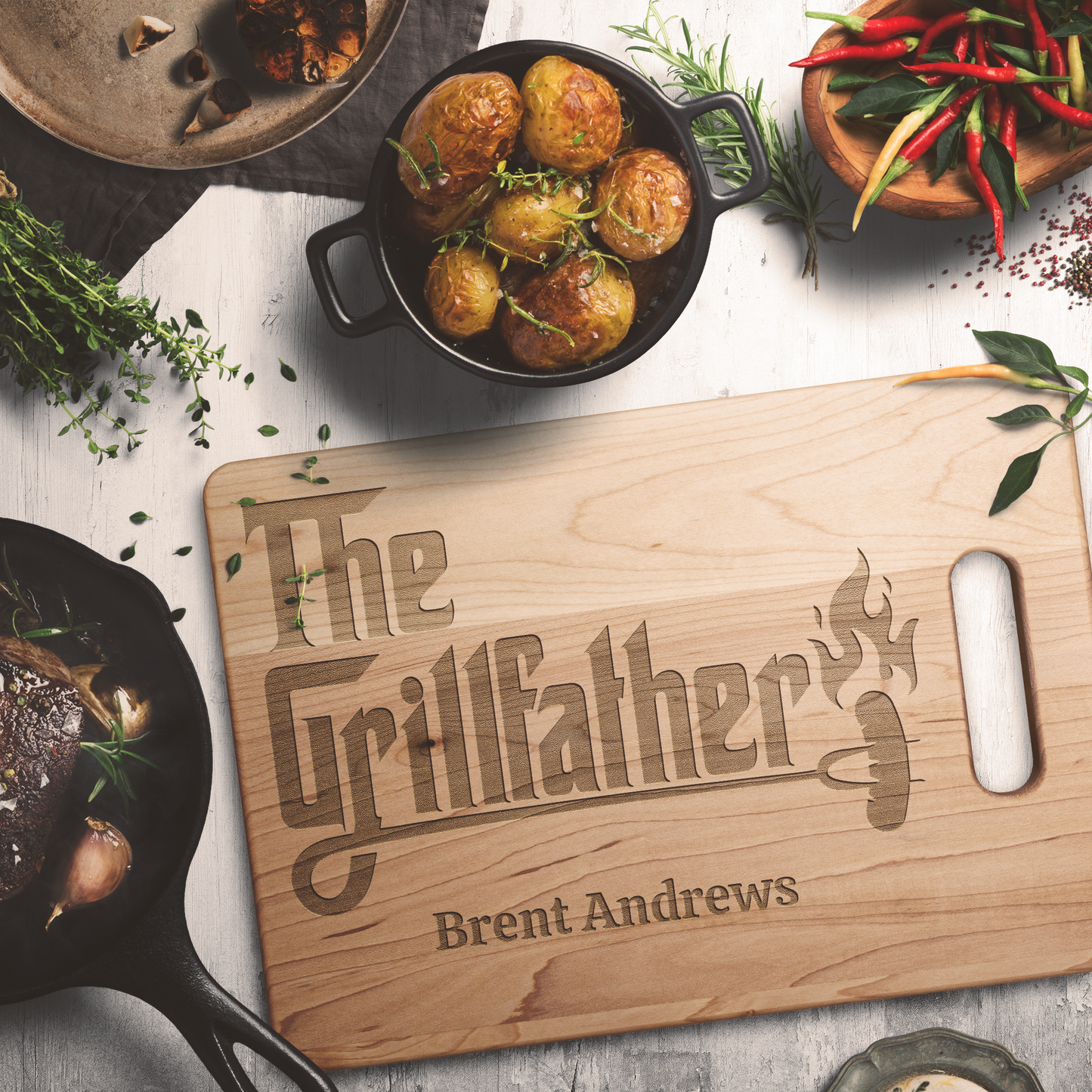 Get trendy with "The GrillFather " Maple Cutting Board -  available at Good Gift Company. Grab yours for $25 today!