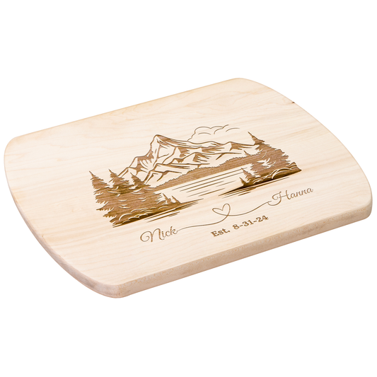 Get trendy with Customized Hardwood Oval Cutting Board with Mountain Scene - Personalized Wedding Gift -  available at Good Gift Company. Grab yours for $18.50 today!