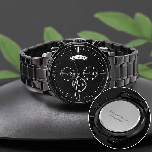 Get trendy with Groomssman Gift:  Engraved Black Chronograph Watch - Jewelry available at Good Gift Company. Grab yours for $69.95 today!