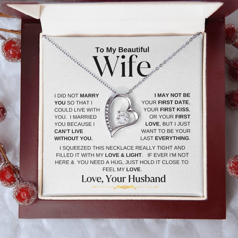 Get trendy with To My Beautiful Wife | Forever Love Necklace- B W Alt Text - Jewelry available at Good Gift Company. Grab yours for $59.95 today!