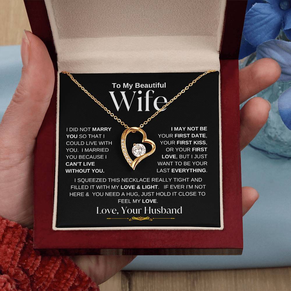 Get trendy with To My Beautiful Wife | Forever Love Necklace- W/B Alt Text - Jewelry available at Good Gift Company. Grab yours for $59.95 today!