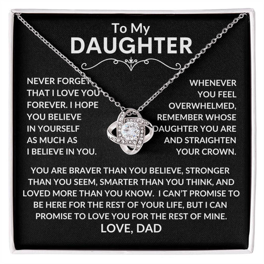 Daughter Gifts| To My Daughter Love Knot Necklace with Heartfelt Message Card