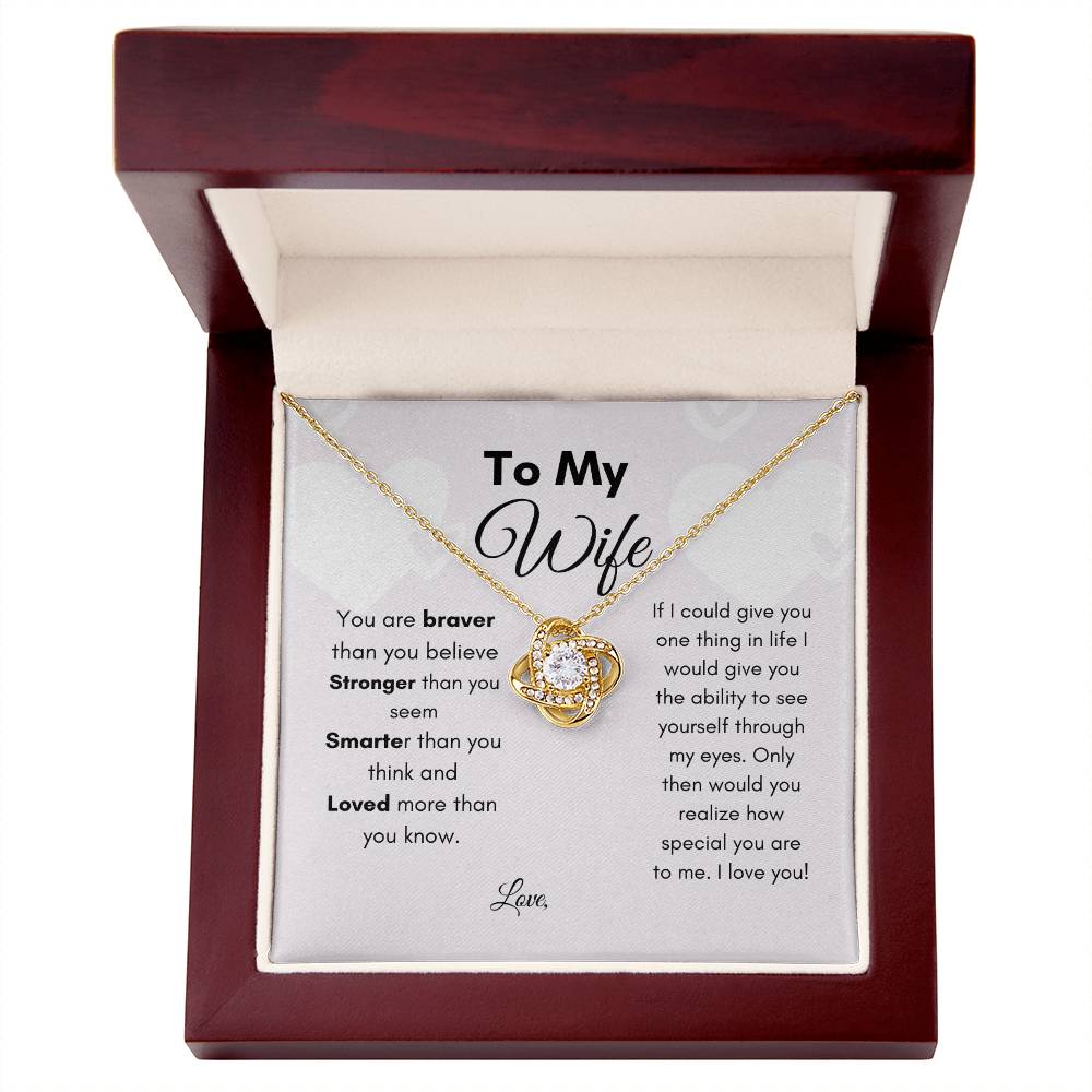 Get trendy with To My Wife Love Knot Necklace - Jewelry available at Good Gift Company. Grab yours for $59.95 today!