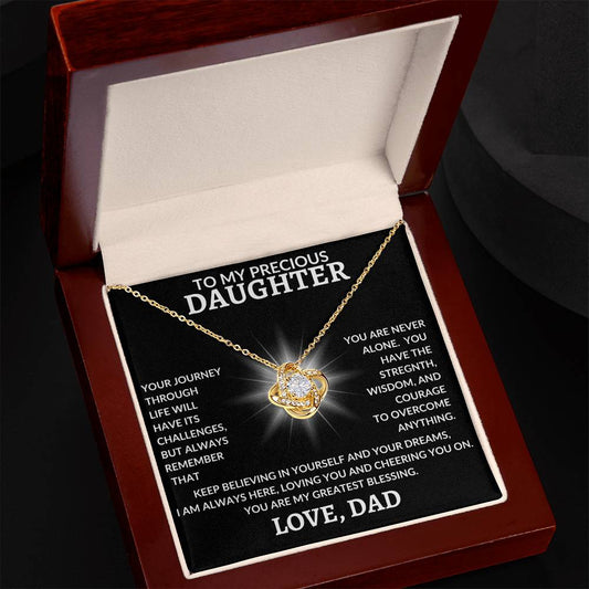 Daughter Gifts| To M Precious Daughter Love Knot Necklace