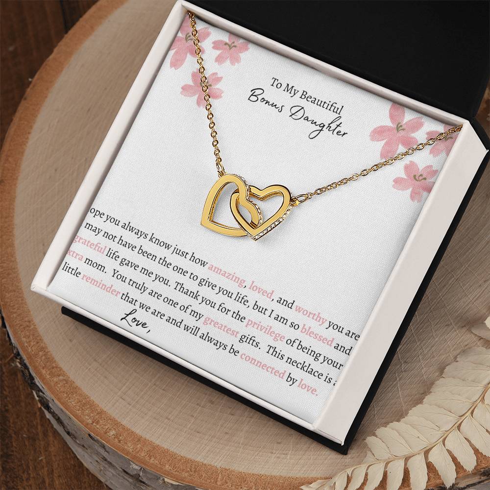 Get trendy with Interlocking Hearts Necklace – A Heartfelt Gift for Your Bonus Daughter - Jewelry available at Good Gift Company. Grab yours for $59.95 today!