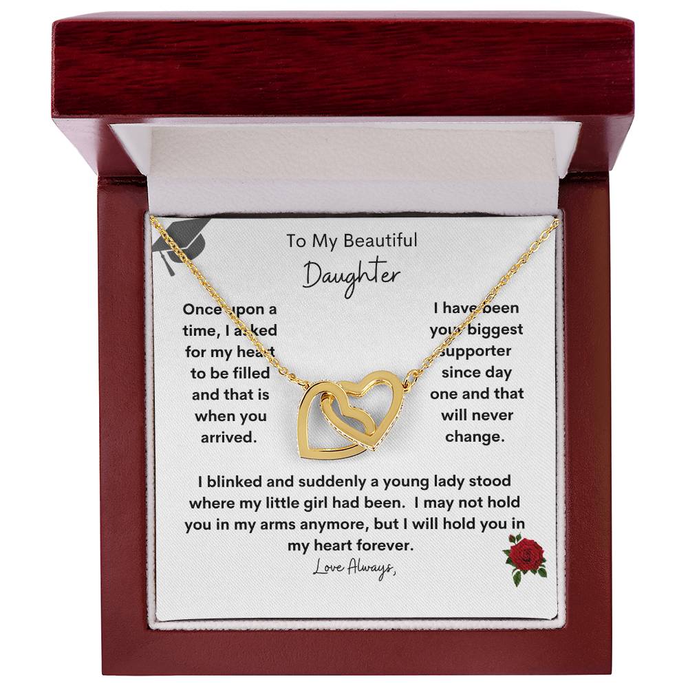 Get trendy with To My Beautiful Daughter Graduation Interlocking Hearts Necklace - Jewelry available at Good Gift Company. Grab yours for $499559.95 today!