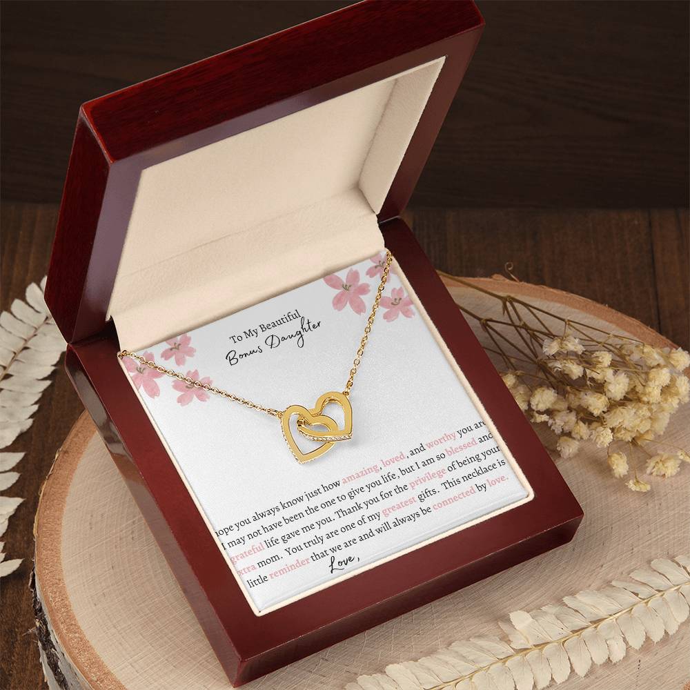 Get trendy with Interlocking Hearts Necklace – A Heartfelt Gift for Your Bonus Daughter - Jewelry available at Good Gift Company. Grab yours for $59.95 today!