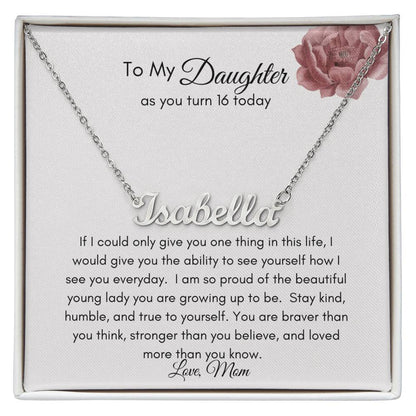 Get trendy with Personalized Name Necklace with Heartfelt Sweet 16 Birthday Message - Jewelry available at Good Gift Company. Grab yours for $39.95 today!