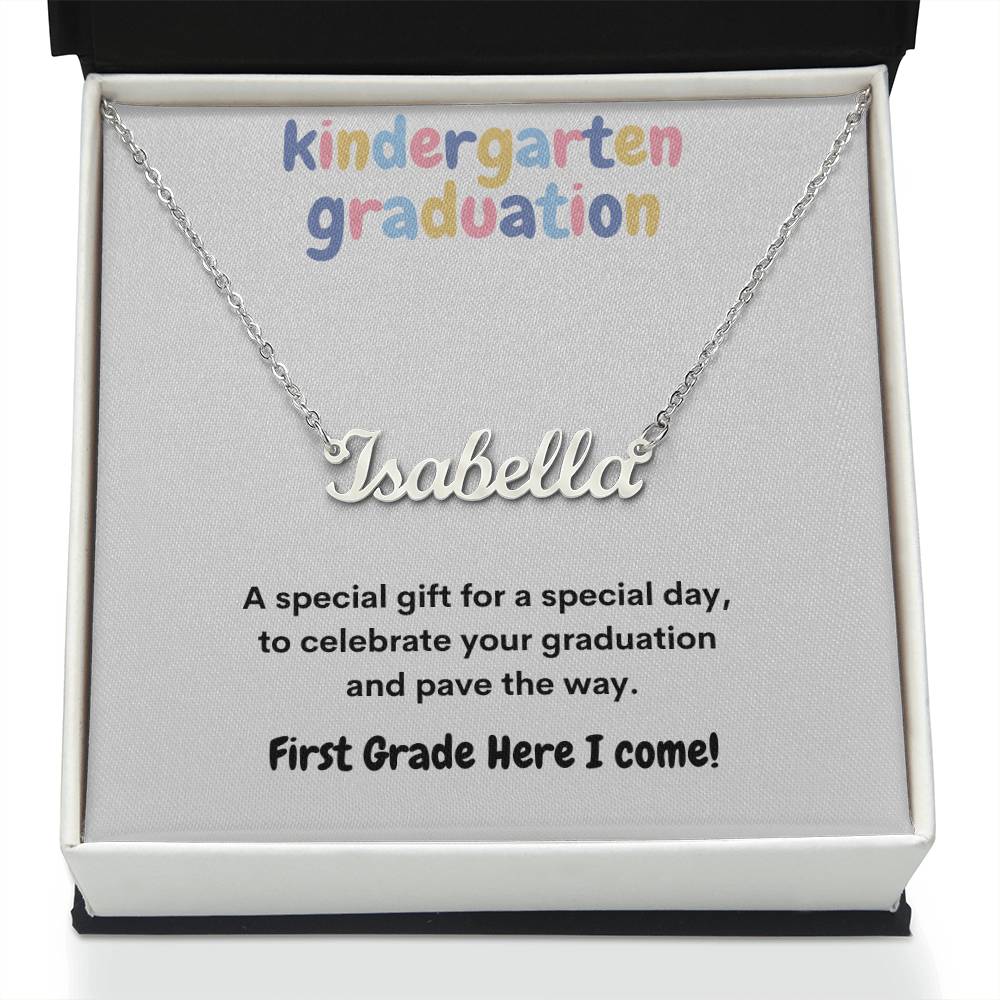 Get trendy with Kindergarten Graduation Name Necklace - Jewelry available at Good Gift Company. Grab yours for $29.95 today!
