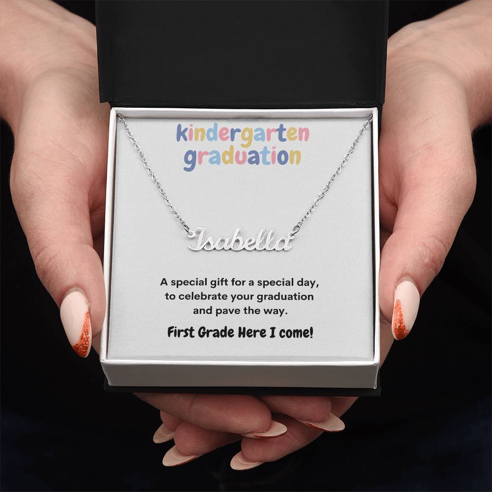 Get trendy with Kindergarten Graduation Name Necklace - Jewelry available at Good Gift Company. Grab yours for $29.95 today!