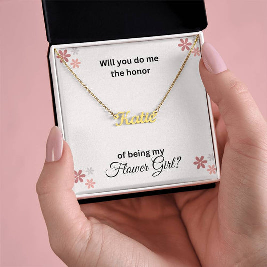 Get trendy with Name Necklace Flower Girl Proposal - Jewelry available at Good Gift Company. Grab yours for $39.95 today!