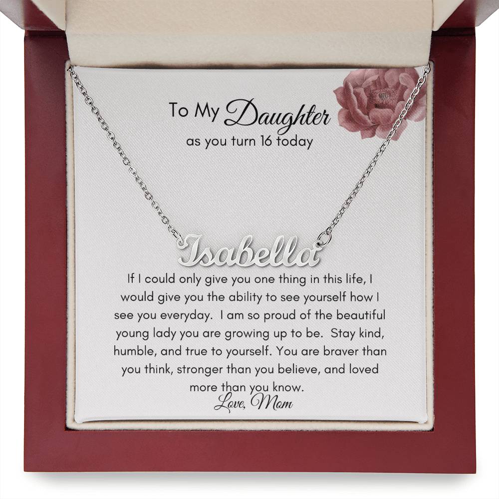 Get trendy with Personalized Name Necklace with Heartfelt Sweet 16 Birthday Message - Jewelry available at Good Gift Company. Grab yours for $39.95 today!