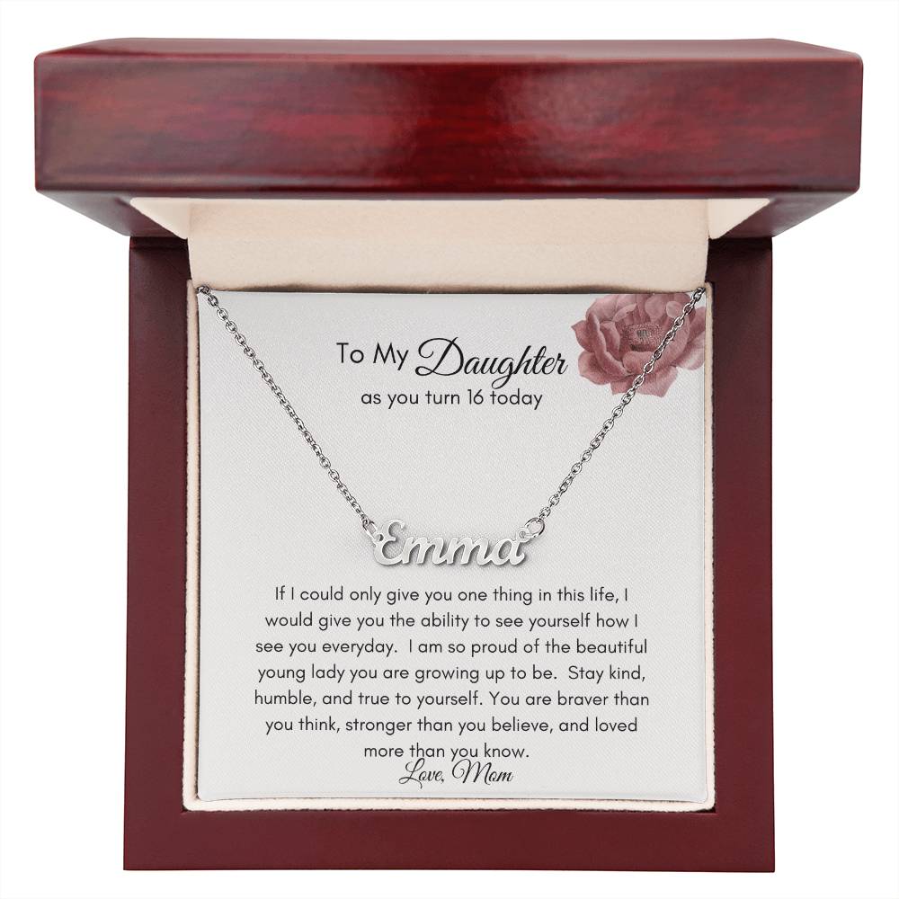 Get trendy with Personalized Name Necklace with Heartfelt Sweet 16 Birthday Message - Jewelry available at Good Gift Company. Grab yours for $39.95 today!