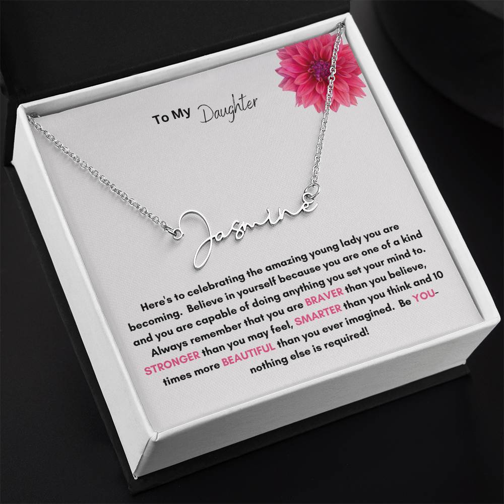 Get trendy with Signature Style Name Necklace from Dad to Daughter - Jewelry available at Good Gift Company. Grab yours for $39.95 today!