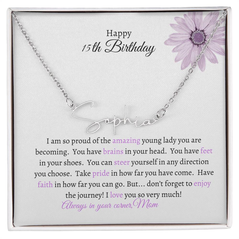 Get trendy with To My Daughter:  Signature Style Name Necklace for Sweet 16th Birthday - Jewelry available at Good Gift Company. Grab yours for $39.95 today!