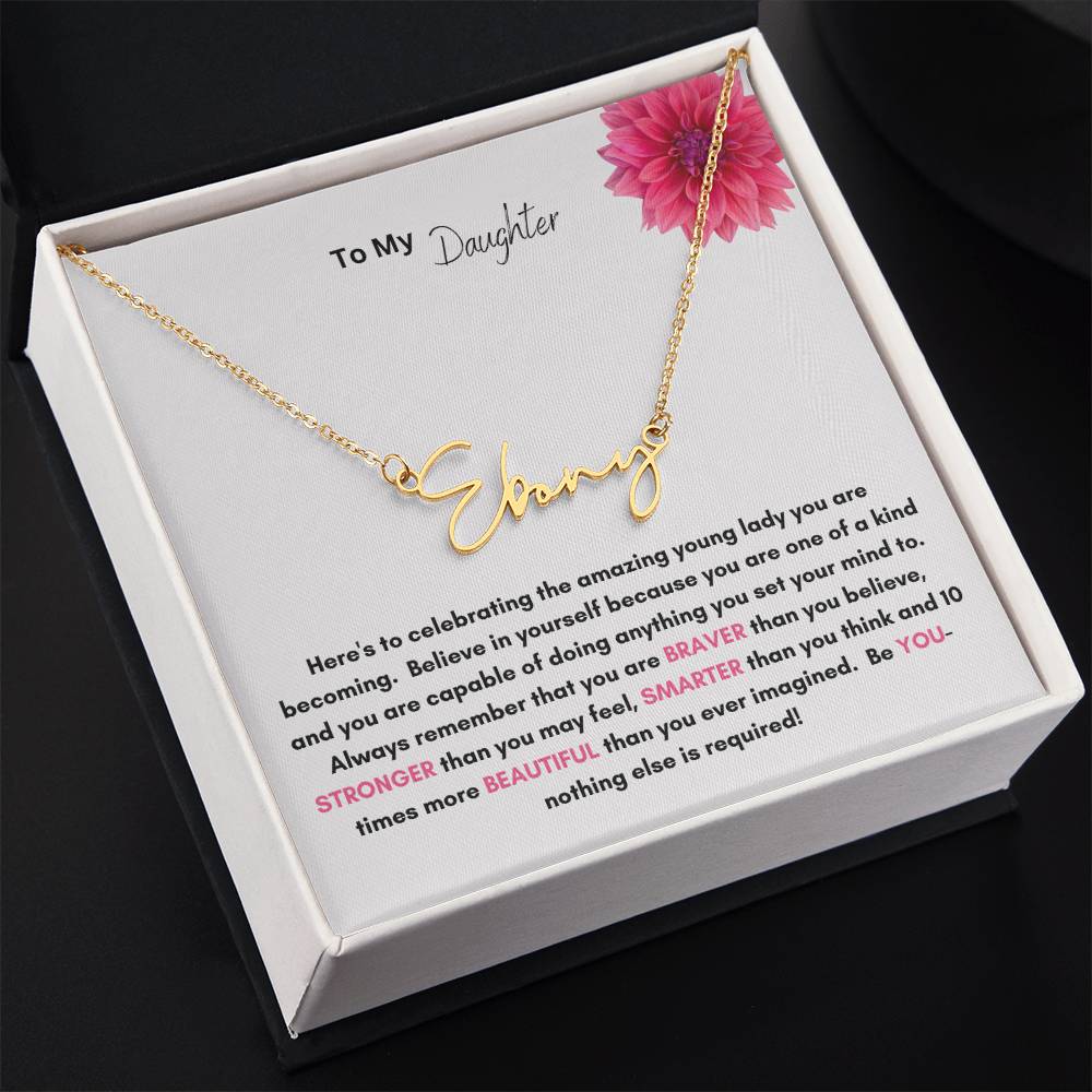 Get trendy with Signature Style Name Necklace from Dad to Daughter - Jewelry available at Good Gift Company. Grab yours for $39.95 today!