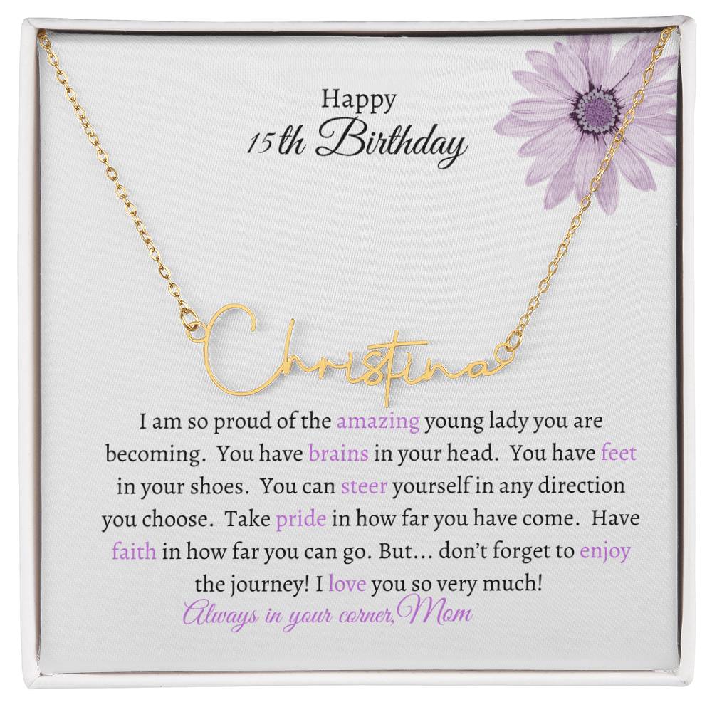 Get trendy with To My Daughter:  Signature Style Name Necklace for Sweet 16th Birthday - Jewelry available at Good Gift Company. Grab yours for $39.95 today!