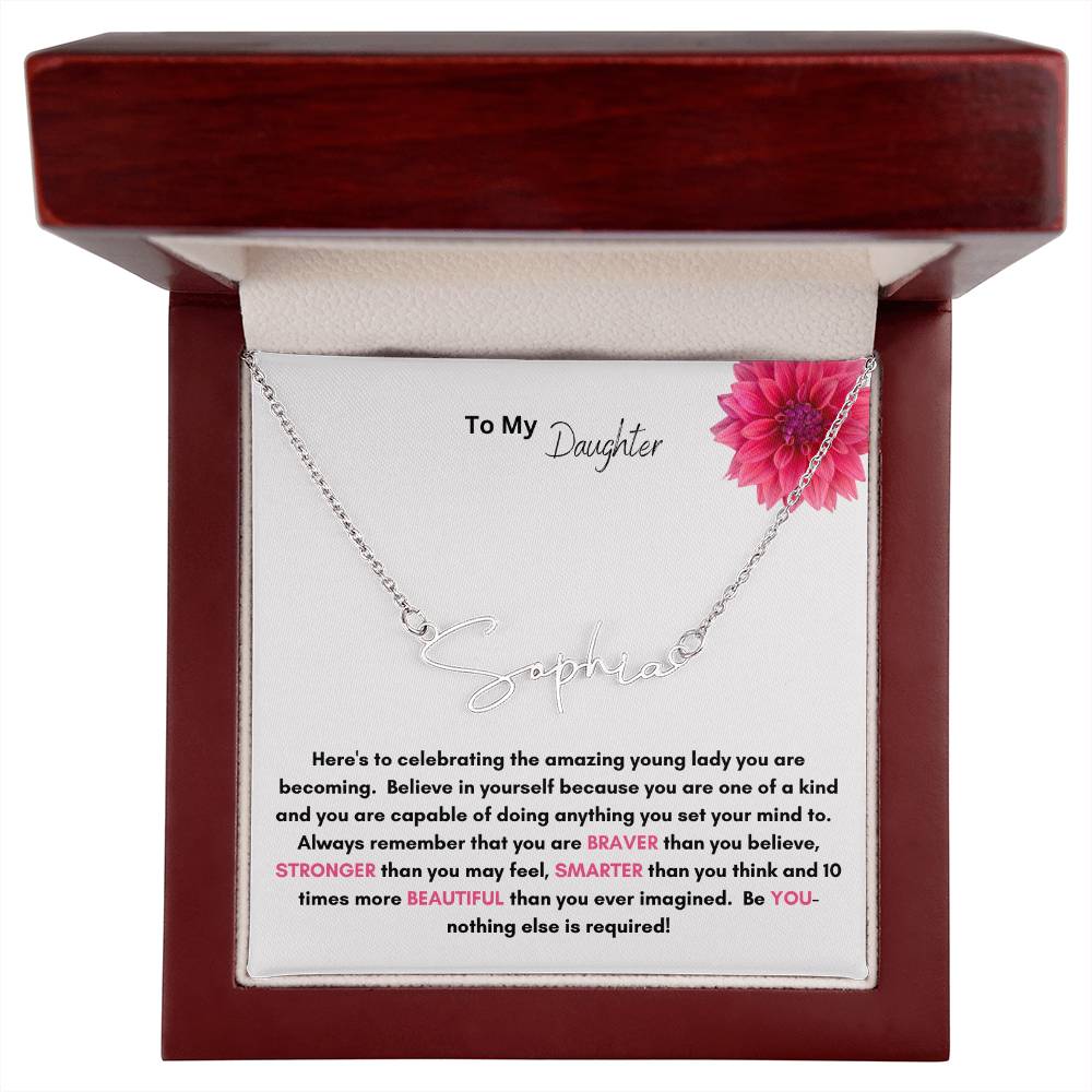 Get trendy with To My Daughter signature Name Necklace - Jewelry available at Good Gift Company. Grab yours for $39.95 today!
