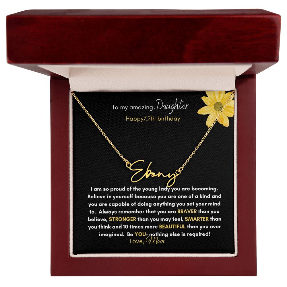 Get trendy with To my Amazing Daughter customize age signature style name necklace - Jewelry available at Good Gift Company. Grab yours for $39.95 today!