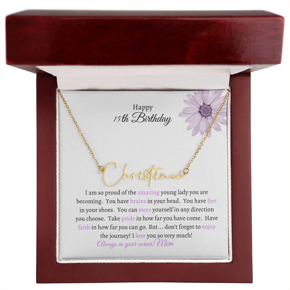 Get trendy with Happy Birthday Signature Style Name Necklace - Jewelry available at Good Gift Company. Grab yours for $39.95 today!