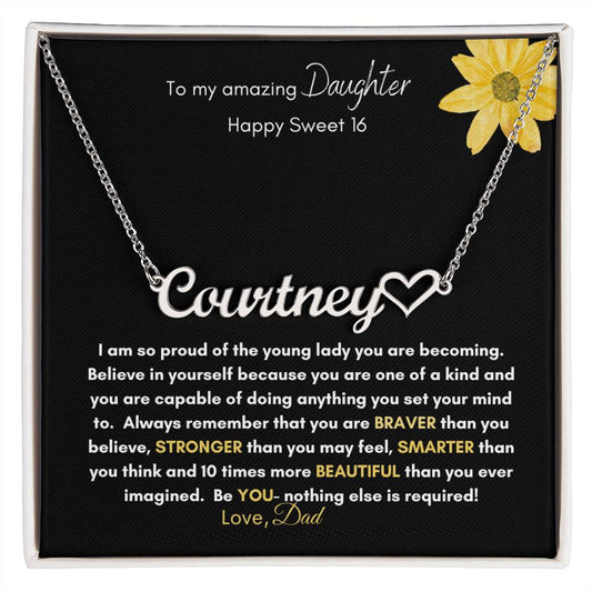 Get trendy with To My Amazing Daughter Sweet 16 name with heart - Jewelry available at Good Gift Company. Grab yours for $39.95 today!