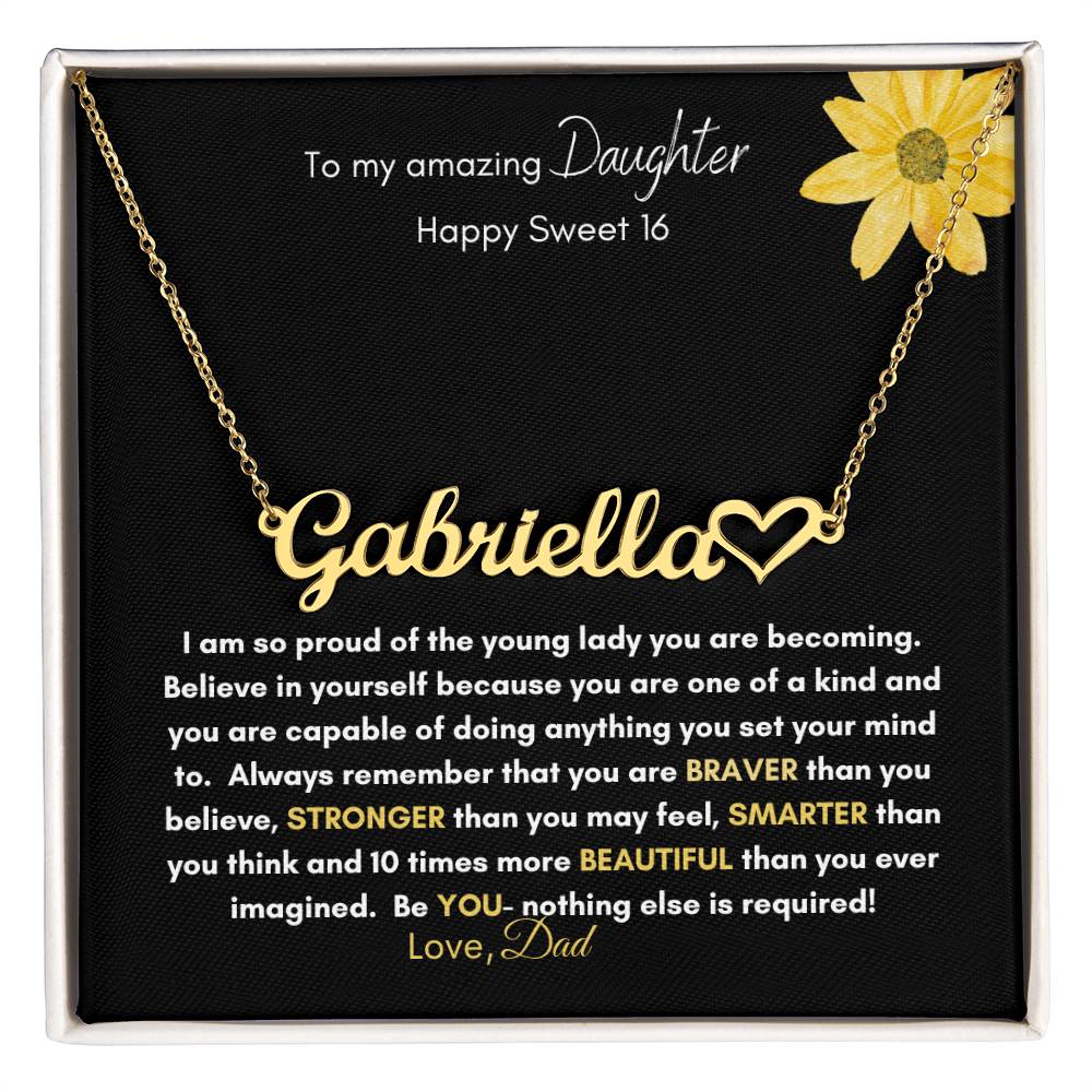 Get trendy with To My Amazing Daughter Sweet 16 name with heart - Jewelry available at Good Gift Company. Grab yours for $39.95 today!