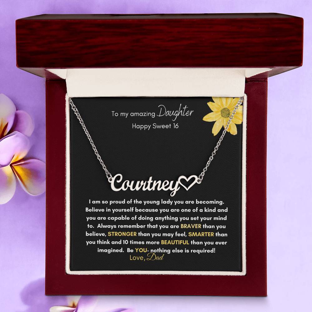 Get trendy with To My Amazing Daughter Sweet 16 name with heart - Jewelry available at Good Gift Company. Grab yours for $39.95 today!