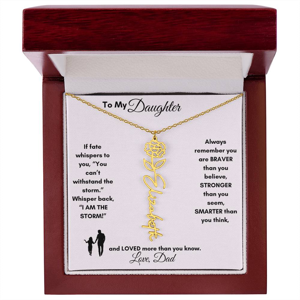 Get trendy with Personalized Birth Flower/Name Necklace to Daughter from Dad - Jewelry available at Good Gift Company. Grab yours for $34.95 today!