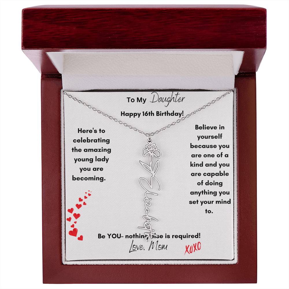 Get trendy with To My Daughter:  Happy 16th Birthday! Birth Flower/Name Necklace - Jewelry available at Good Gift Company. Grab yours for $39.95 today!