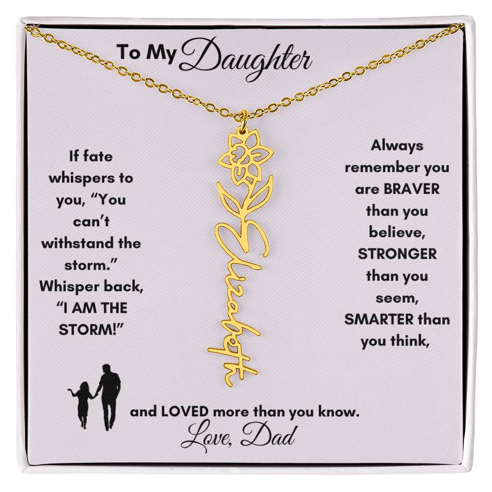 Get trendy with Personalized Birth Flower/Name Necklace to Daughter from Dad - Jewelry available at Good Gift Company. Grab yours for $34.95 today!