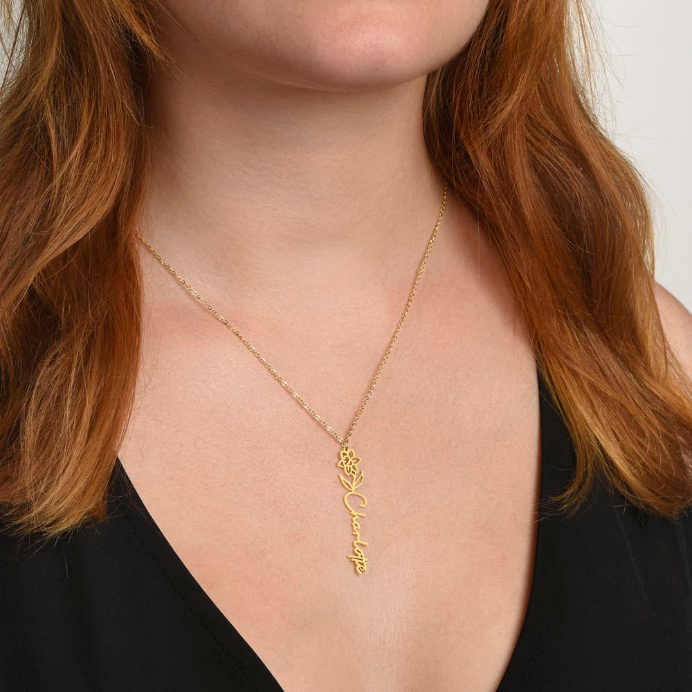 Get trendy with Personalized Birth Flower/Name Necklace to Daughter from Dad - Jewelry available at Good Gift Company. Grab yours for $34.95 today!