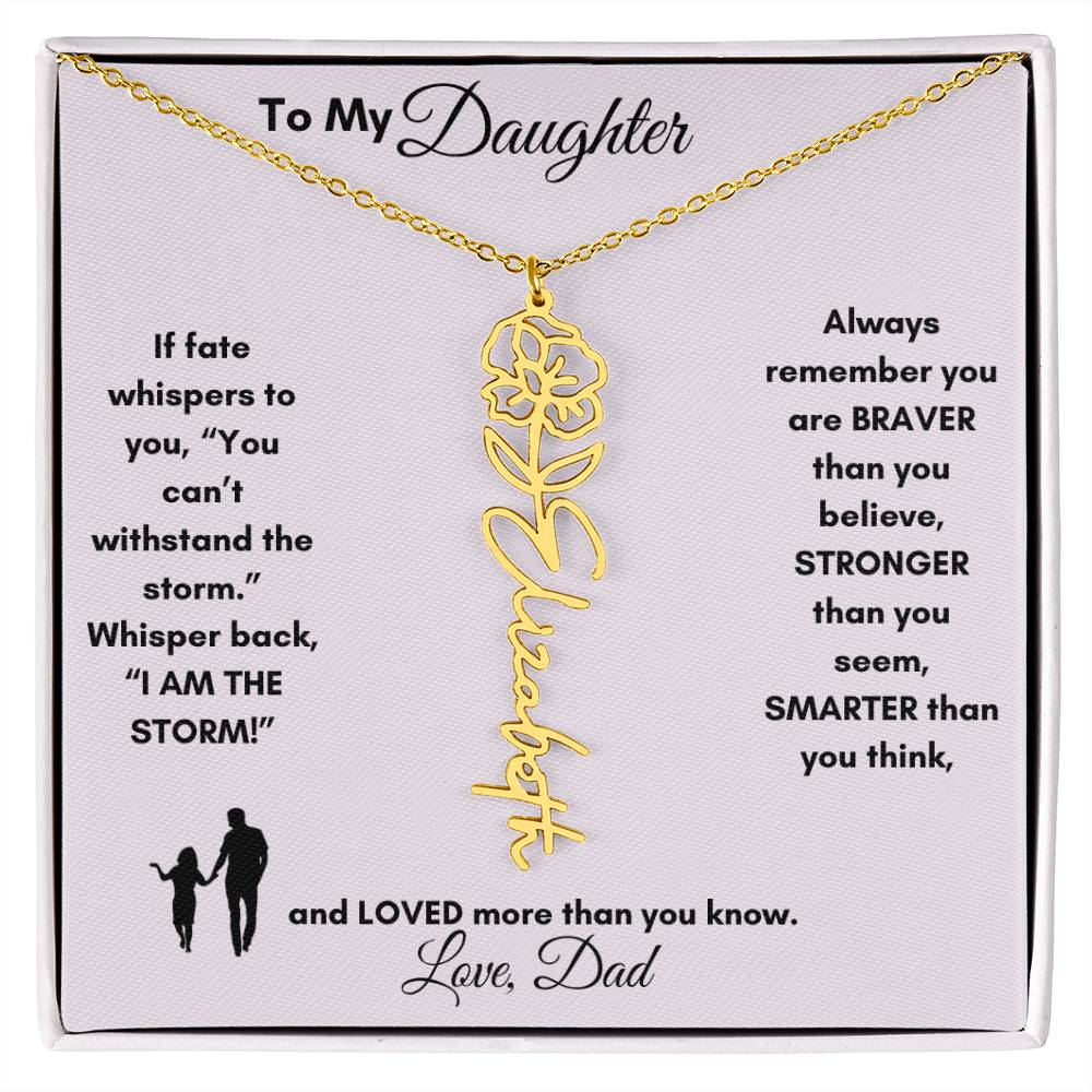 Get trendy with Personalized Birth Flower/Name Necklace to Daughter from Dad - Jewelry available at Good Gift Company. Grab yours for $34.95 today!